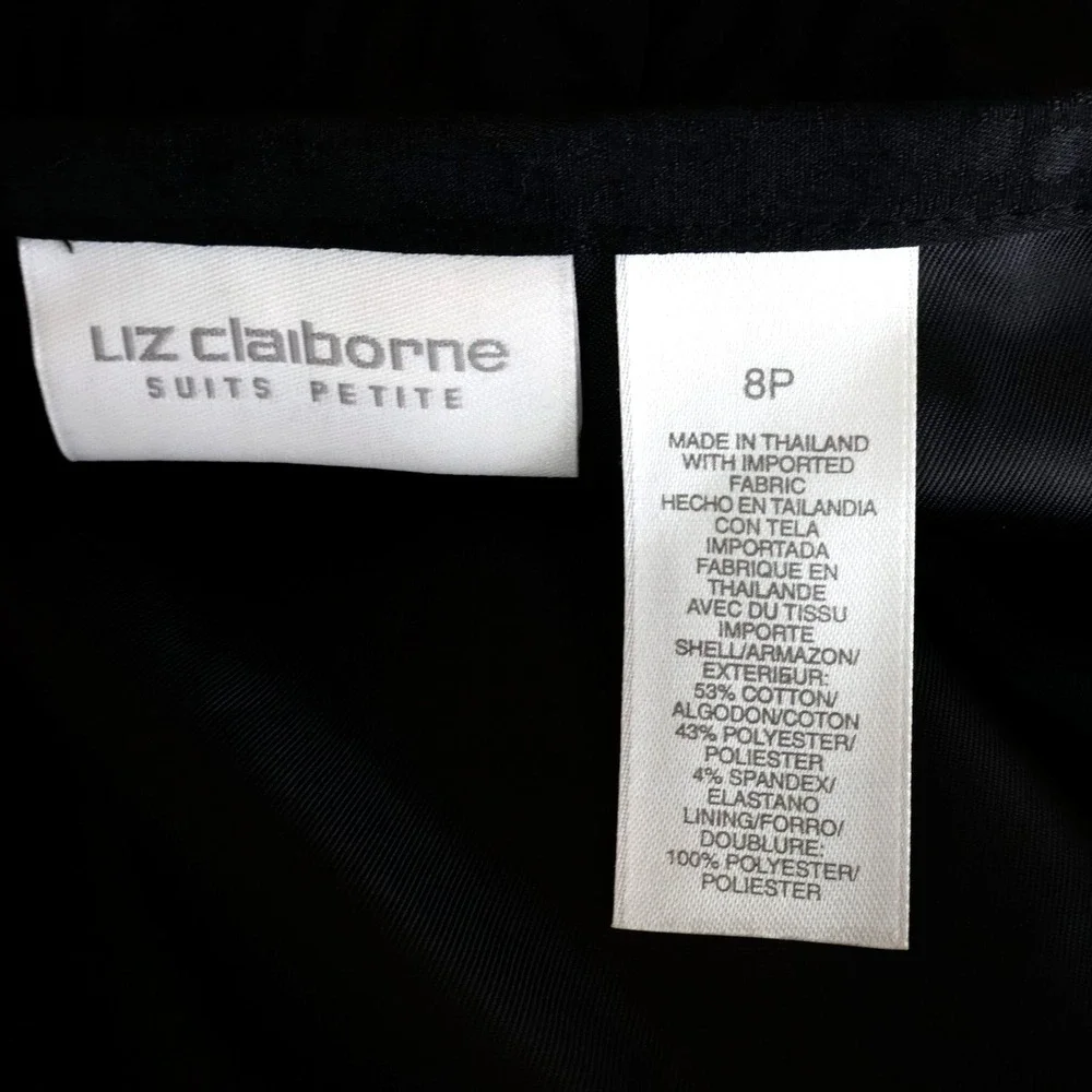 Liz Claiborne Suits Pencil Skirt Womens Size 8P Black‎ Geometric Business Career
